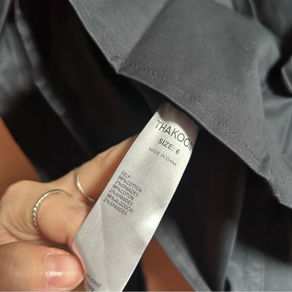 Thakoon Fitted Puff Sleeve Shirt Jacket Navy Blue Collar Full Zip NWT Size 6 - Picture 7 of 8